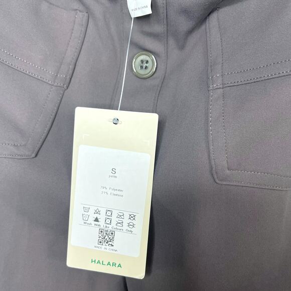 Halara High Waisted Flare Cargo Pants Small Gray Button Pocket Retro Minimalist - Picture 4 of 10